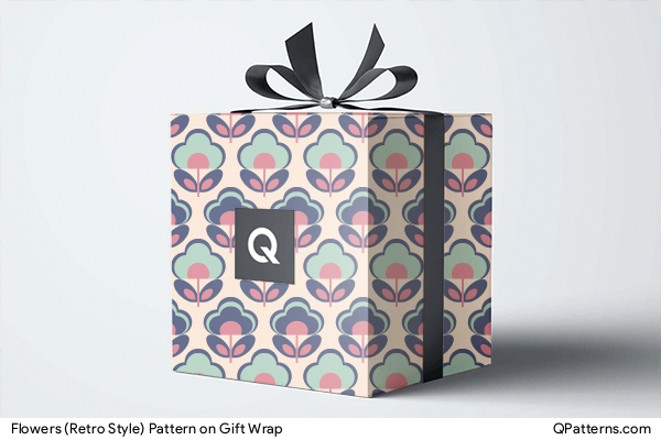 Flowers (Retro Style) Pattern on gift-wrap
