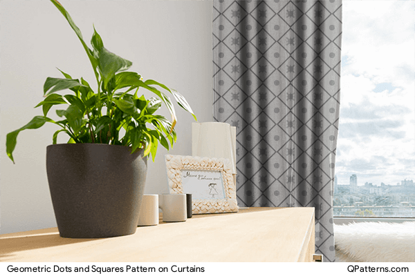 Geometric Dots and Squares Pattern on curtains