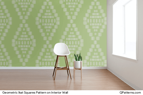 Geometric Ikat Squares Pattern on interior-wall