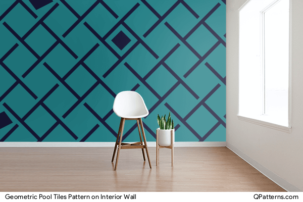 Geometric Pool Tiles Pattern on interior-wall
