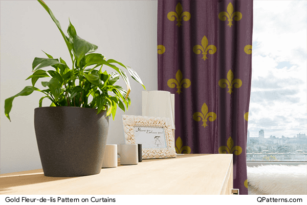 Gold Fleur-de-lis Pattern on curtains