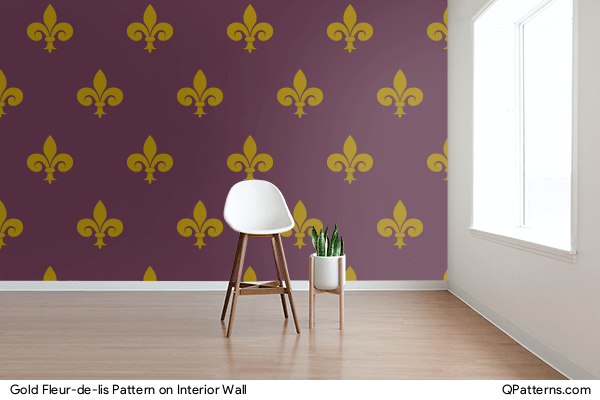 Gold Fleur-de-lis Pattern on interior-wall