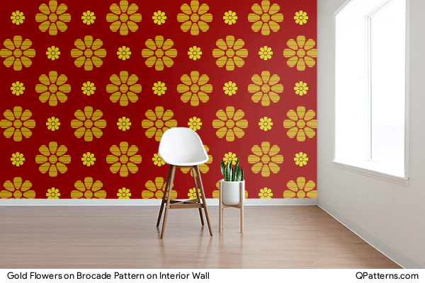 Gold Flowers on Brocade Pattern on interior-wall