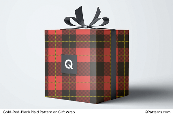 Gold-Red-Black Plaid Pattern on gift-wrap