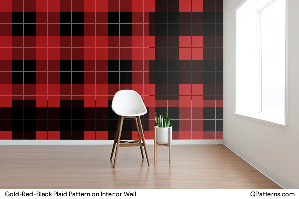 Gold-Red-Black Plaid Pattern on interior-wall
