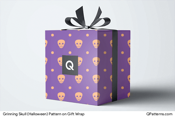 Grinning Skull (Halloween) Pattern on gift-wrap