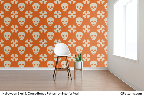 Halloween Skull & Cross-Bones Pattern on interior-wall