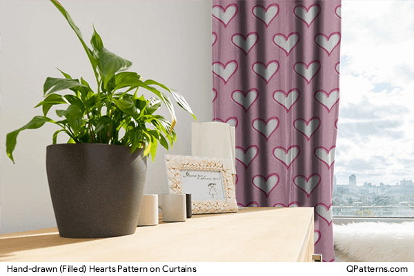 Hand-drawn (Filled) Hearts Pattern on curtains