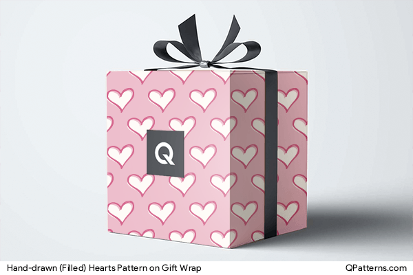 Hand-drawn (Filled) Hearts Pattern on gift-wrap