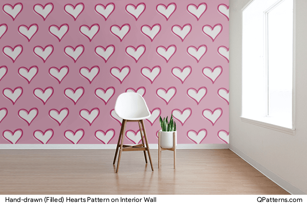 Hand-drawn (Filled) Hearts Pattern on interior-wall