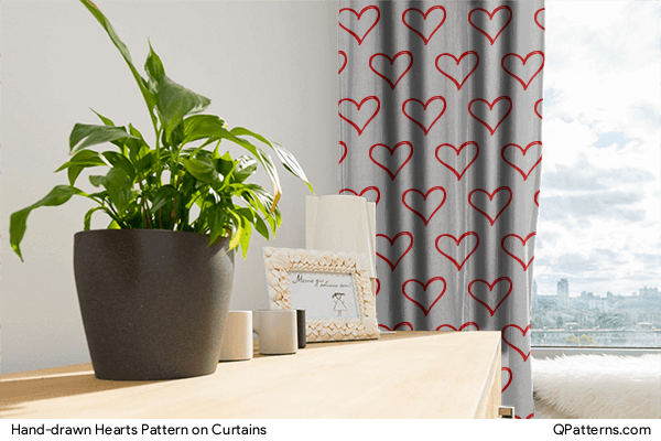 Hand-drawn Hearts Pattern on curtains
