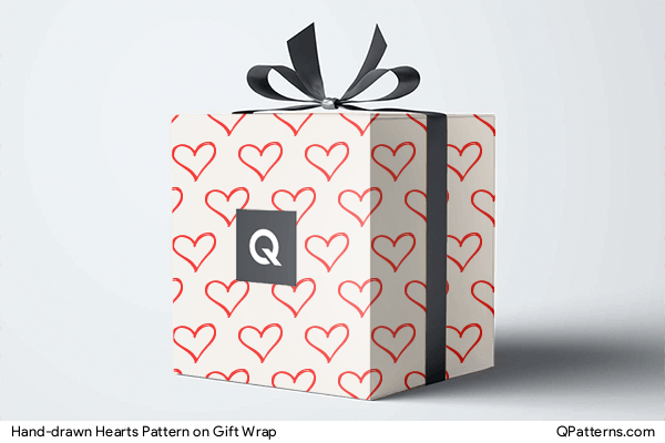 Hand-drawn Hearts Pattern on gift-wrap