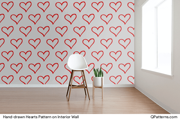 Hand-drawn Hearts Pattern on interior-wall