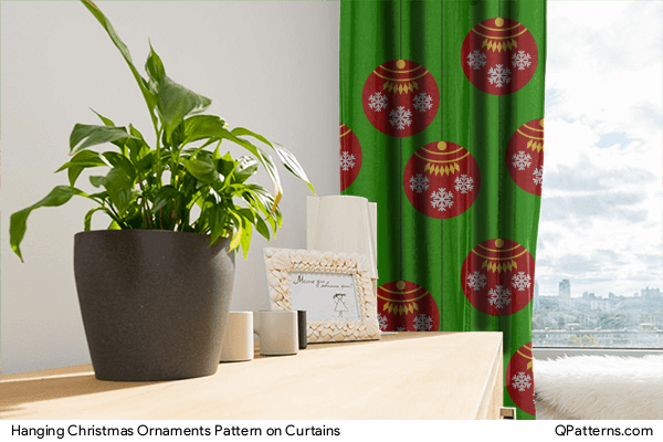 Hanging Christmas Ornaments Pattern on curtains