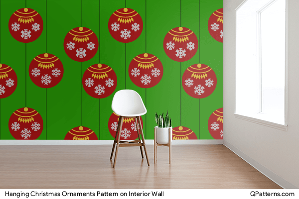 Hanging Christmas Ornaments Pattern on interior-wall