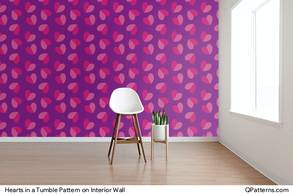 Hearts in a Tumble Pattern on interior-wall