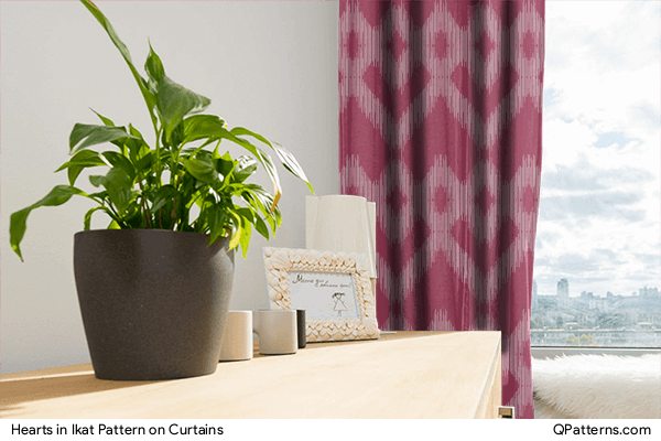 Hearts in Ikat Pattern on curtains