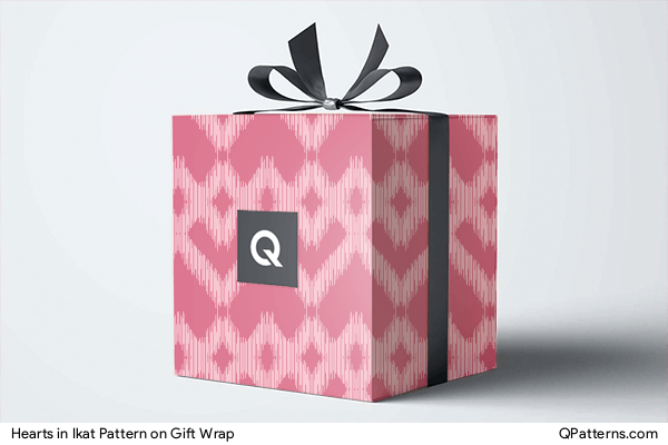 Hearts in Ikat Pattern on gift-wrap