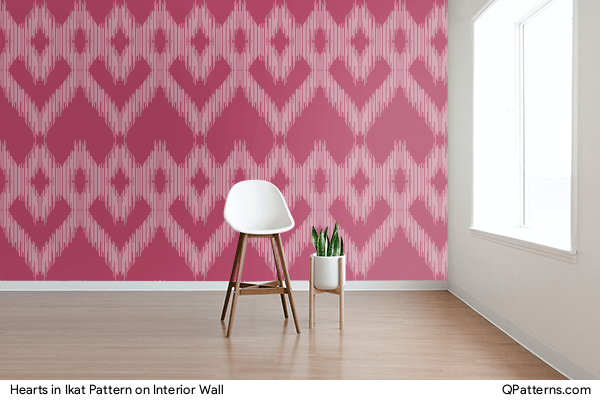 Hearts in Ikat Pattern on interior-wall