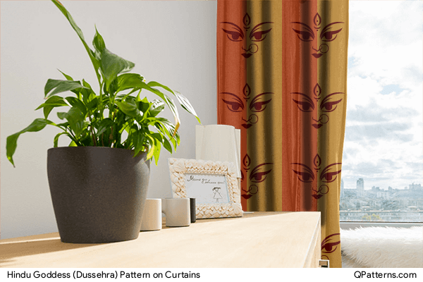 Hindu Goddess (Dussehra) Pattern on curtains