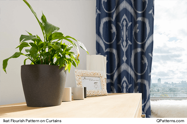 Ikat Flourish Pattern on curtains