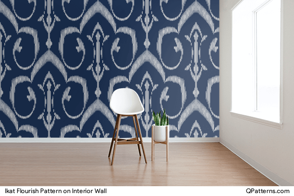 Ikat Flourish Pattern on interior-wall