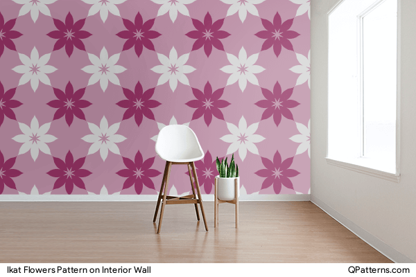 Ikat Flowers Pattern on interior-wall
