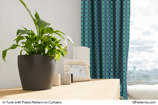 In Tune with Pixels Pattern on curtains