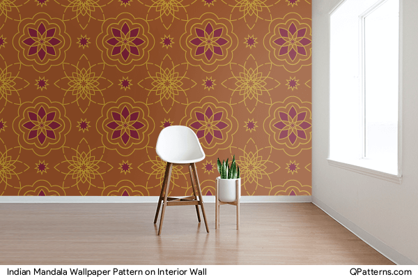 Indian Mandala Wallpaper Pattern on interior-wall