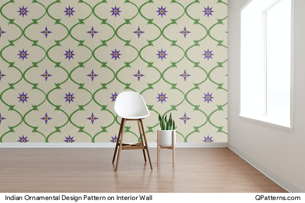 Indian Ornamental Design Pattern on interior-wall