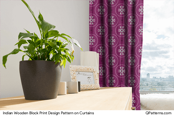 Indian Wooden Block Print Design Pattern on curtains