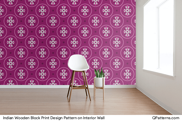 Indian Wooden Block Print Design Pattern on interior-wall
