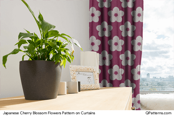 Japanese Cherry Blossom Flowers Pattern on curtains
