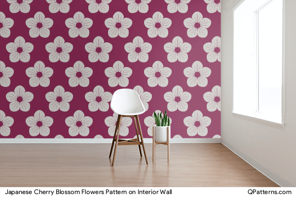 Japanese Cherry Blossom Flowers Pattern on interior-wall