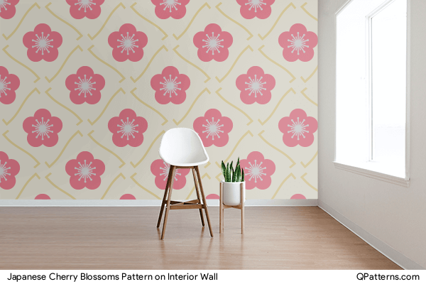 Japanese Cherry Blossoms Pattern on interior-wall