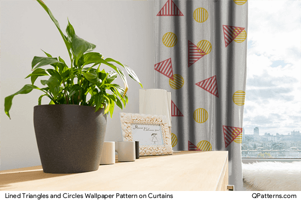 Lined Triangles and Circles Wallpaper Pattern on curtains