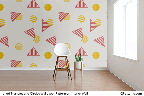 Lined Triangles and Circles Wallpaper Pattern on interior-wall