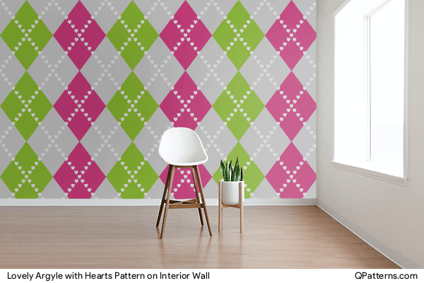 Lovely Argyle with Hearts Pattern on interior-wall
