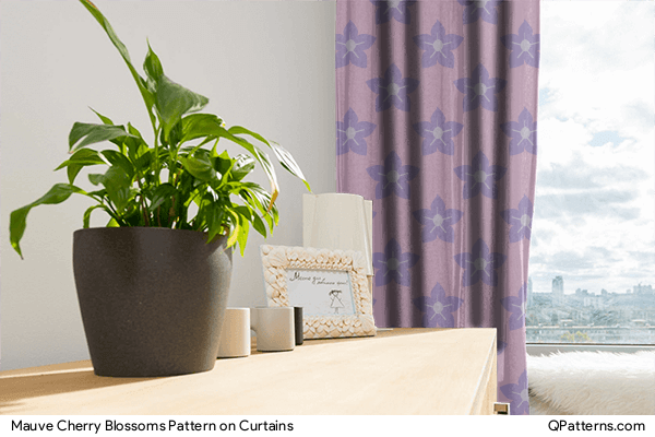 Mauve Cherry Blossoms Pattern on curtains