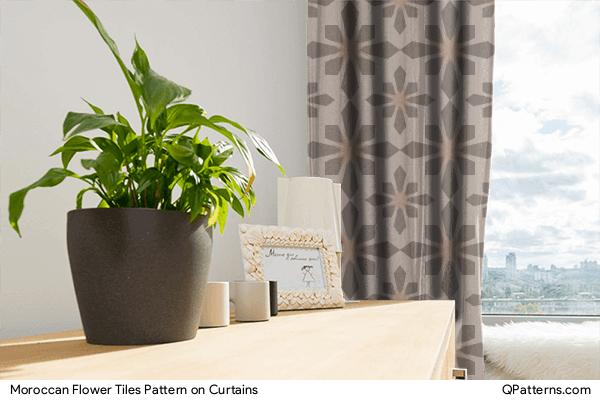 Moroccan Flower Tiles Pattern on curtains