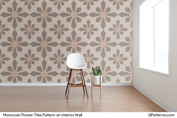 Moroccan Flower Tiles Pattern on interior-wall