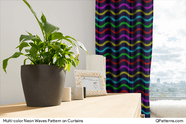Multi-color Neon Waves Pattern on curtains