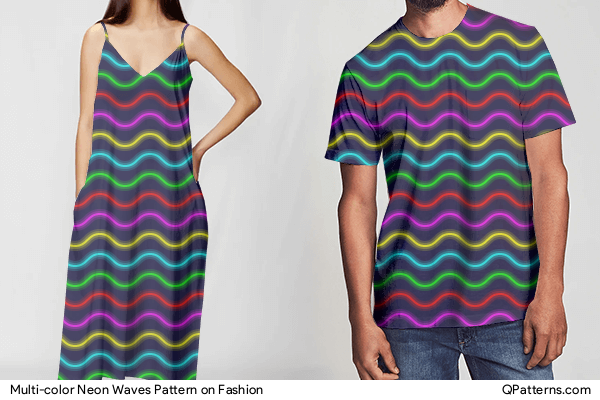 Multi-color Neon Waves Pattern on fashion