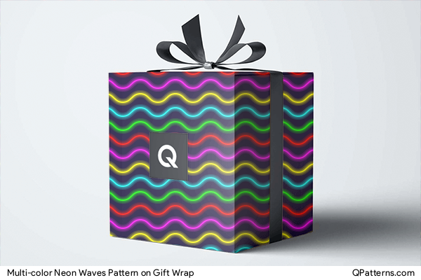 Multi-color Neon Waves Pattern on gift-wrap
