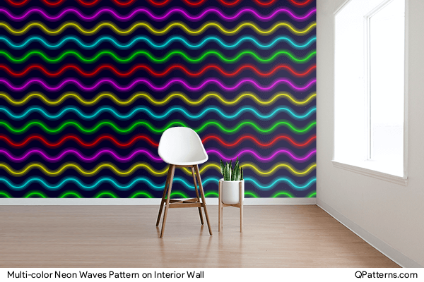 Multi-color Neon Waves Pattern on interior-wall