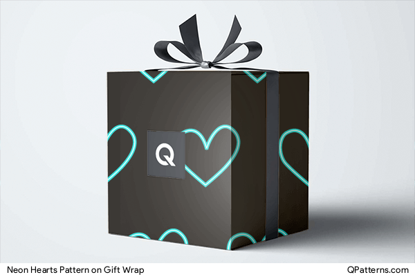 Neon Hearts Pattern on gift-wrap