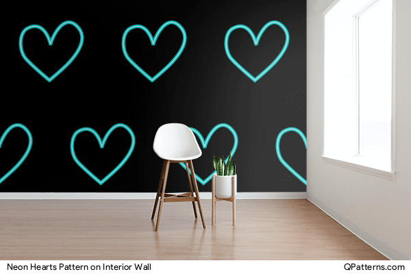 Neon Hearts Pattern on interior-wall