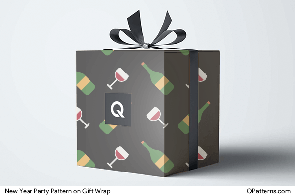 New Year Party Pattern on gift-wrap