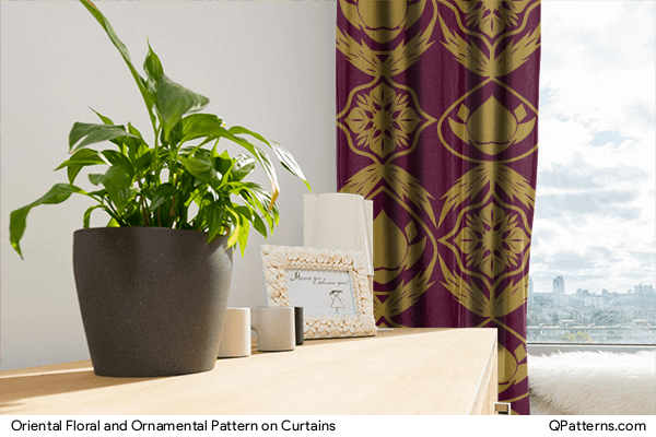 Oriental Floral and Ornamental Pattern on curtains