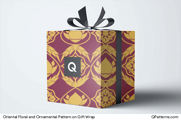 Oriental Floral and Ornamental Pattern on gift-wrap
